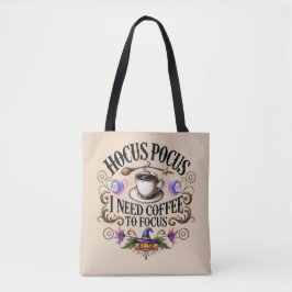 Tote Bag Drôle de Hocus Pocus J'ai Besoin de Café Sorcière