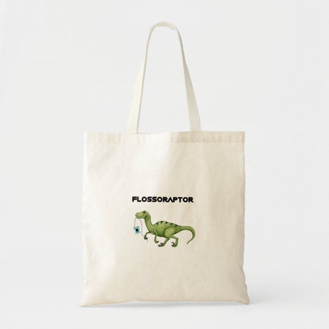 Tote Bag Drôle dentaire d'hygiène de Flossoraptor de soie - (Devant)