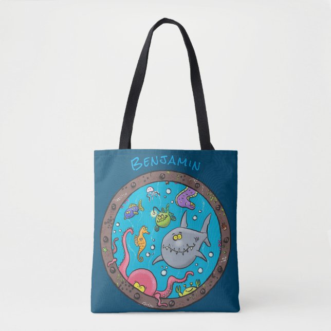 Tote Bag Drôle des créatures marines sous l'eau dessin anim (Devant)