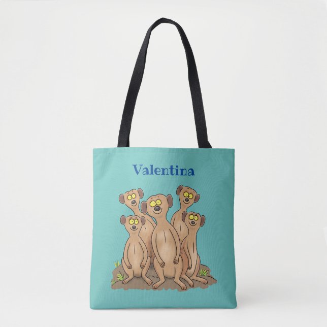 Tote Bag Drôle dessin de la famille meerkat (Devant)