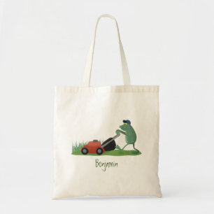 Tote Bag Drôle grenouille verte tondre la pelouse dessin