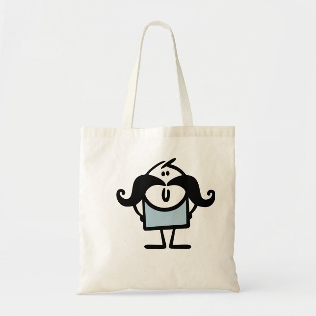 Tote Bag Drôle homme bâton avec moustaches (Devant)