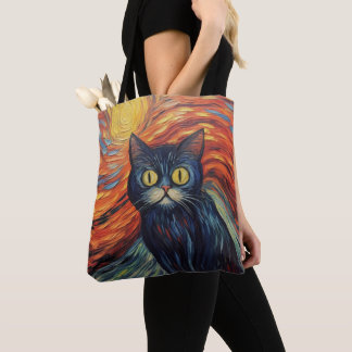 Tote Bag Drôle image de chat noir par Edvard Munch