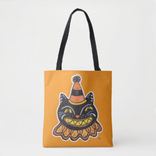 Tote Bag Drôle Jester Halloween Carnaval Vintage Fun Cat