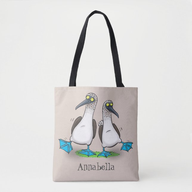 Tote Bag Drôle, joyeux croquis à pieds bleus dansant dessin (Devant)