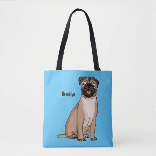 Tote Bag Drôle joyeux dessin animé de chien de carlin