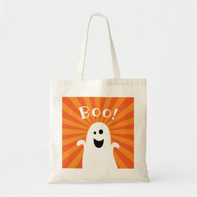 Tote Bag Drôle mignon Ghost Boo Halloween Trick ou Treat Ki (Devant)
