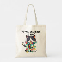 Drôle Mignonne Chat I Am Fine Mess Lumières Humour