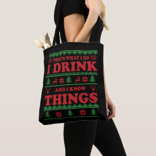Tote Bag Drôle moche chandail de Noël dit whiskey