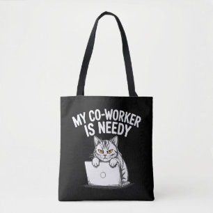 Tote Bag Drôle "Mon collègue est collant" Chat Grincheux Tr
