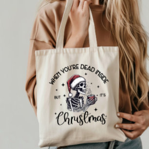 Tote Bag Drôle Noël Squelette et citation