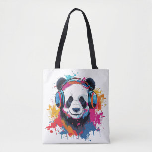 Tote Bag Drôle Panda aquarelle dessin lumineux