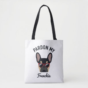 Tote Bag Drôle Pardon mon Français Black Tan French Bulldog