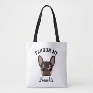 Tote Bag Drôle Pardon mon Français Brown Tan French Bulldog
