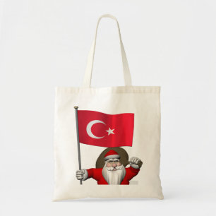 Tote Bag Drôle Père Noël Avec Drapeau De Turquie