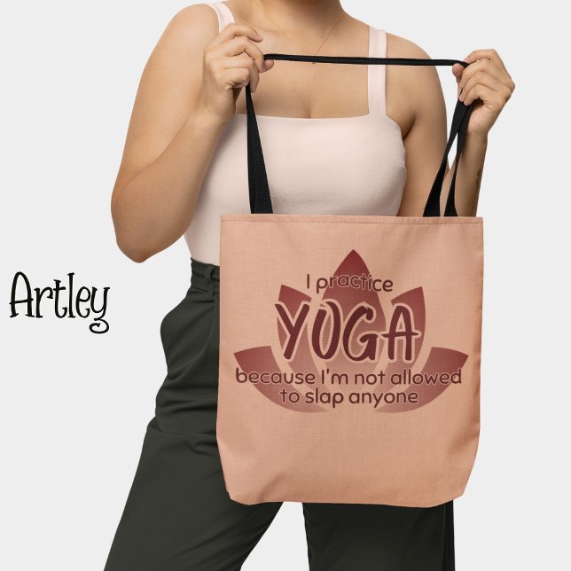 Tote Bag Drôle Phrase rose Lotus Fleur Yoga (Créateur téléchargé)