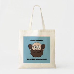 Tote Bag Drôle Porteur Professeur Caricature, Génie ou Dumb