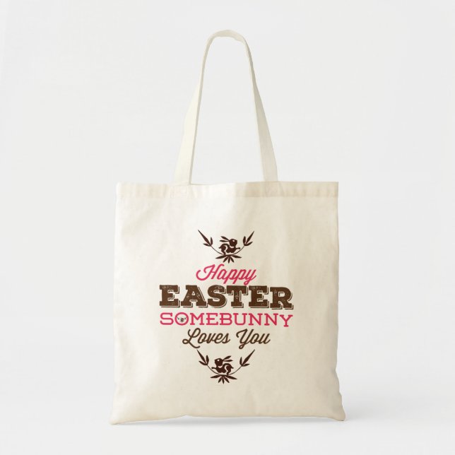 Tote Bag Drôle Texte-Happy Pâques Assez Amoureux Vous (Devant)
