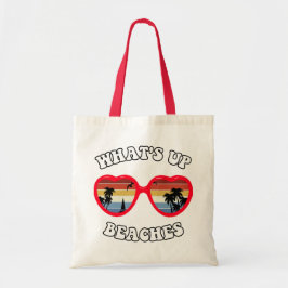 Tote Bag Drôle 'What's Up, Beaches' Retro Sunset Lunettes d