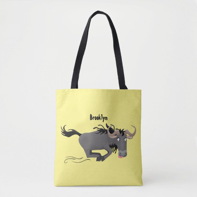 Tote Bag Drôle wildebeest tourner dessin animé illustration (Devant)