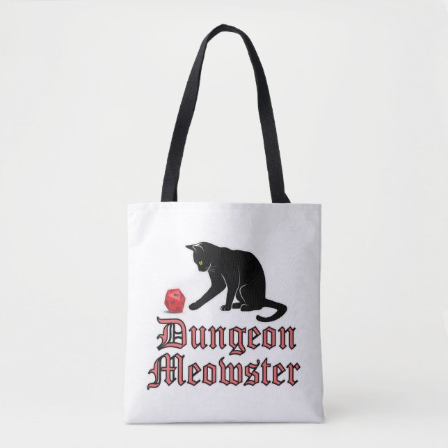 Tote Bag Dungeon Meowster Funny RPG Cat with Dice (Devant)