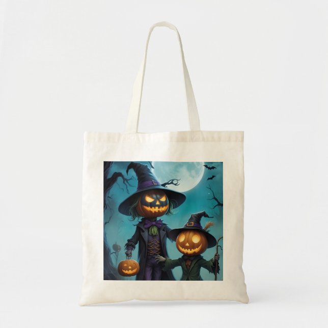 Tote Bag Duo Citrouille éffrayant d'Halloween (Devant)
