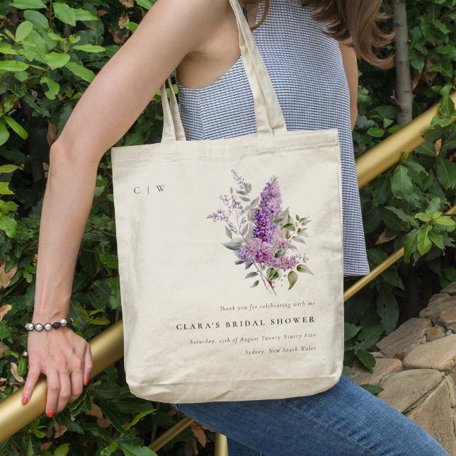 Tote Bag Dusky Elegant Lilac Cottage Fête des mariées flora (Créateur téléchargé)