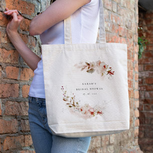Tote Bag Dusky Fall Marsala Blush Floral Fête des mariées