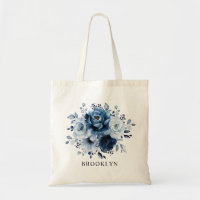 Dusty Blue Slate Navy Floral Bridesmaid Cadeau