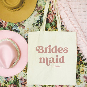 Tote Bag Dusty Rose Retro Boho Typographie   Bridesmaid