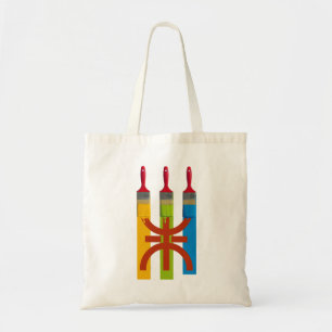 Tote Bag Dyeing brush paint the Amazigh flag