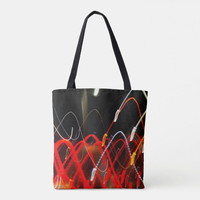 Tote Bag Dynamic Red and White Abstract Long Exposure Light (Dos)