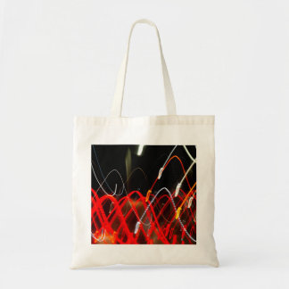 Tote Bag Dynamic Red and White Abstract Long Exposure Light
