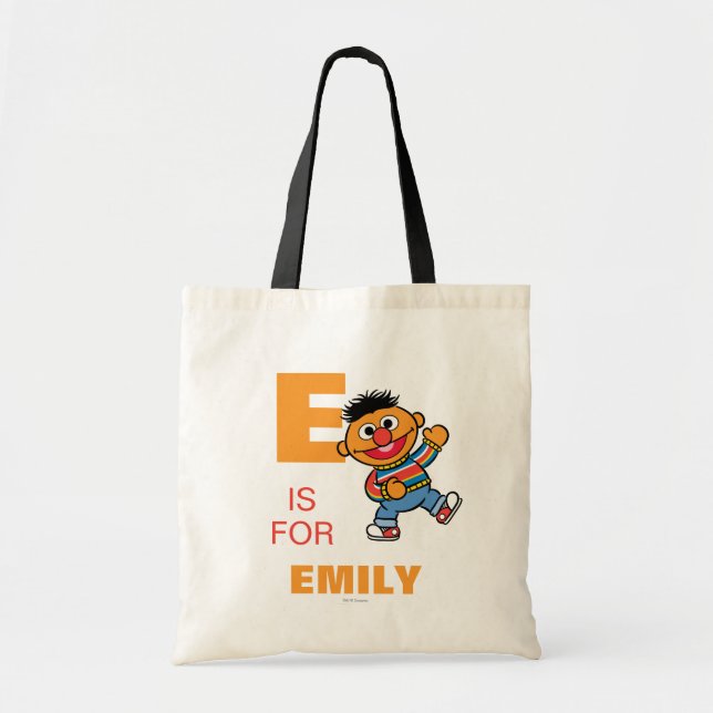Tote Bag E est pour Ernie | Ajouter Votre Nom (Devant)