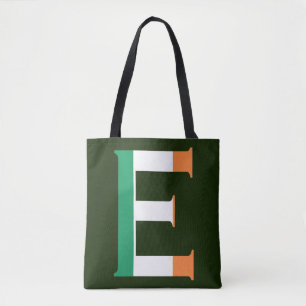 Tote Bag E Monogramme superposé sur le pavillon irlandais