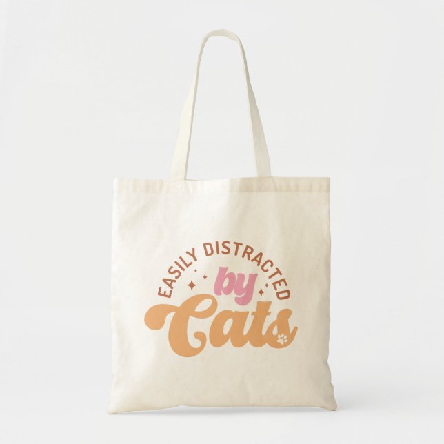 Tote Bag Easily Distracted By Cats (Devant)