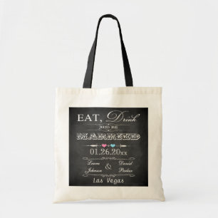 Tote Bag Eat, Drink & Be Married Chalkboard Wedding Bag
