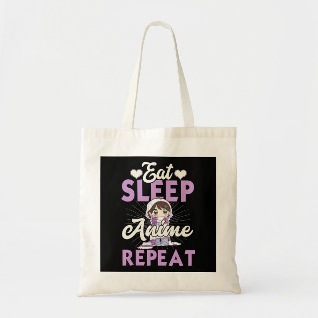 Tote Bag Eat Sleep Anime Repeat Venin Idea Cosplayer (Devant)
