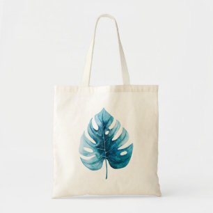 Tote Bag Eau de couleur bleu tropicale Feuille de Monstère