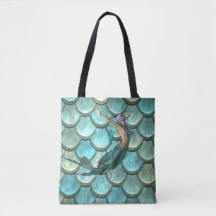 Tote Bag Écailles de queue de sirène sur sirène