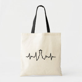 Tote Bag Échecs Lover Heart Beat Pulse Queen Jeu Pièce