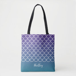 Tote Bag Échelle de poisson de sirène Turquoise violette