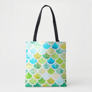 Tote Bag Échelles de sirène. Aquarelle écailles de poisson.