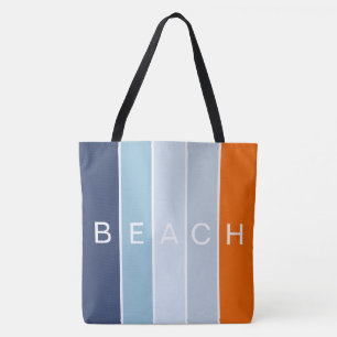 Tote Bag Échouez les rayures modernes bleues et oranges