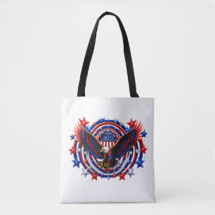 Tote Bag Éclatement d'Aigle Patriotique – Rouge Blanc & Ble