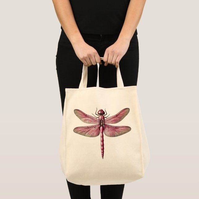 Tote Bag Eco-Friendly Pink Dragonfly Calico Grocery (Devant (produit))