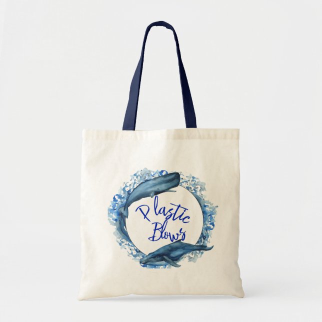 Tote Bag Eco-Friendly Whale Plastic Blows Sauvez notre mer (Devant)