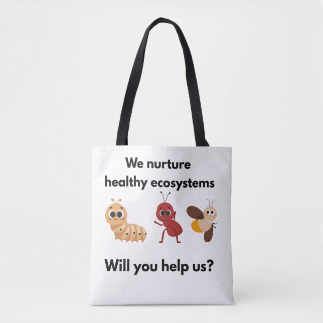 Tote Bag Eco Nurture Our World White w/ black straps (Devant)