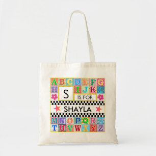 Tote Bag École d'art alphabet pour enfants Star rose