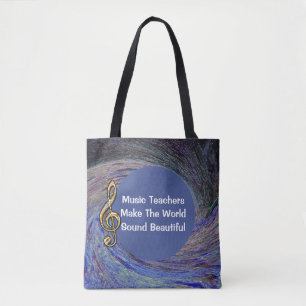 Tote Bag École de musique Merci Blue Spiral Swirl